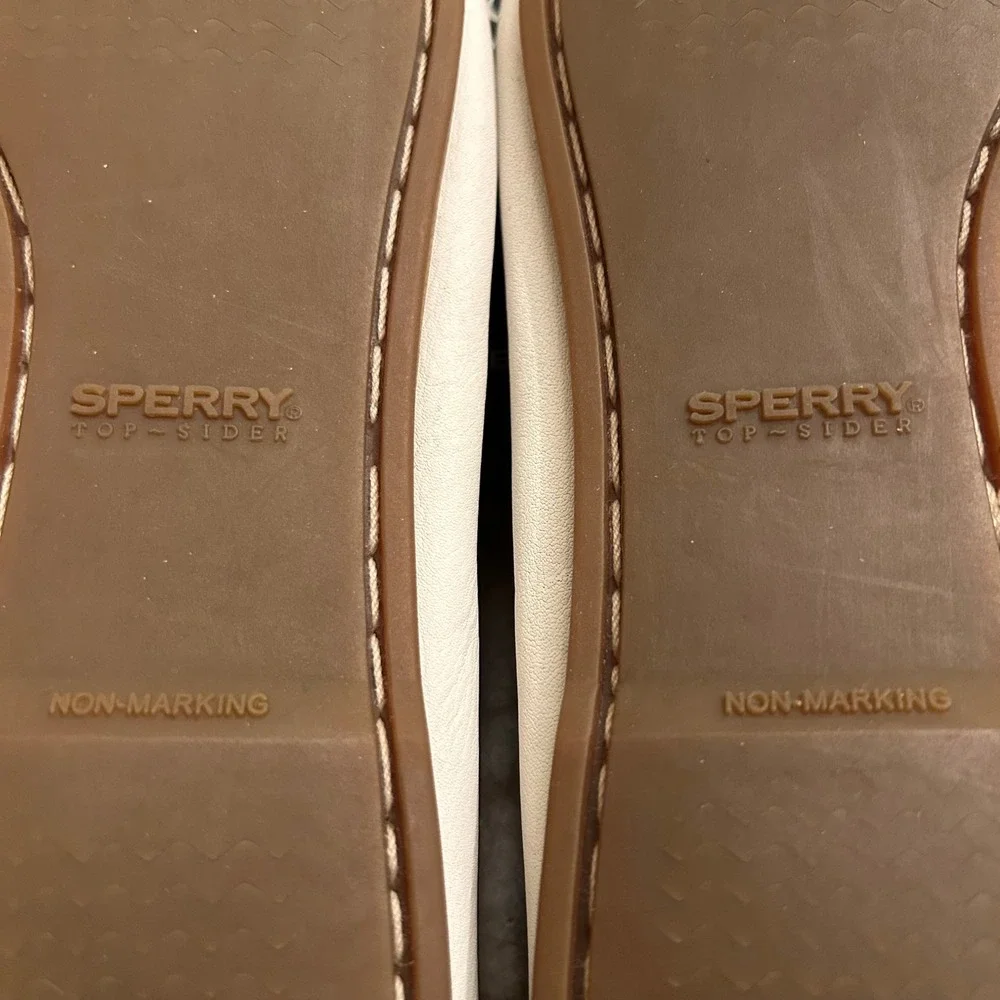 Sperry Top-Sider Audrey Boat Shoes White Cognac Sand Leather Loafers Womens 8M - Picture 11 of 14